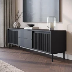 Tv Meubels-Meubella - TV-Meubel Orvana 2 - Zwart - 174 cm