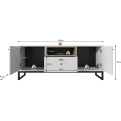 Meubella - TV-Meubel Ozzy - Eiken - Zwart - 135 cm