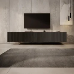 Tv Meubels-Meubella - TV-Meubel Pepinos - Mat zwart - 200 cm