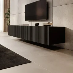 Tv Meubels-Meubella - TV-Meubel Pepinos - Mat zwart - 200 cm