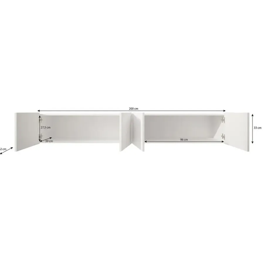 Tv Meubels-Meubella - TV-Meubel Pepinos - Mat zwart - 200 cm