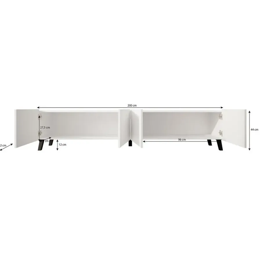 Meubella - TV-Meubel Pepinos 2 - Wit - 200 cm