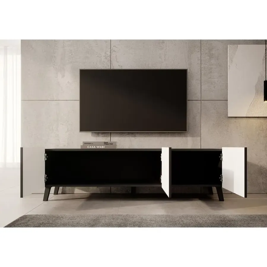 Meubella - TV-Meubel Pepinos 2 - Mat zwart - 150 cm