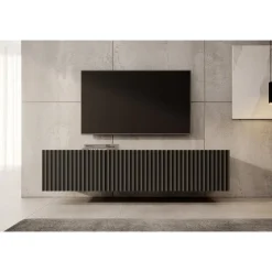 Tv Meubels-Meubella - TV-Meubel Pepinos - Mat zwart - 150 cm