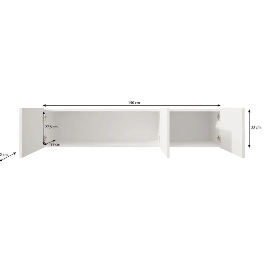 Tv Meubels-Meubella - TV-Meubel Pepinos - Mat zwart - 150 cm