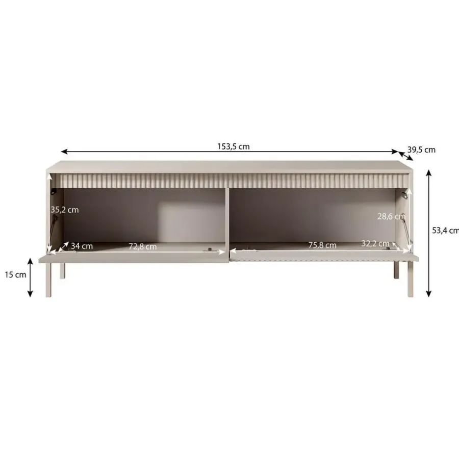 Meubella - TV-Meubel Saran - Mat zwart - 153 cm