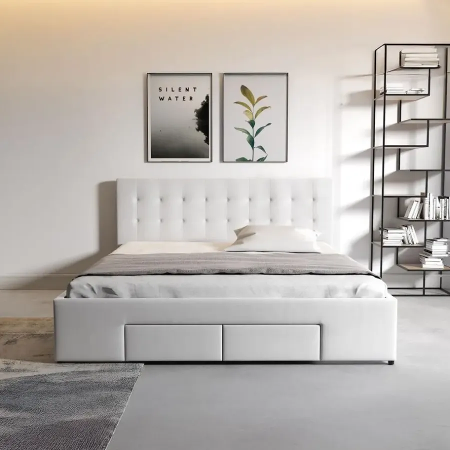 Meubella - Tweepersoonsbed Milo - Wit - 180x200 cm