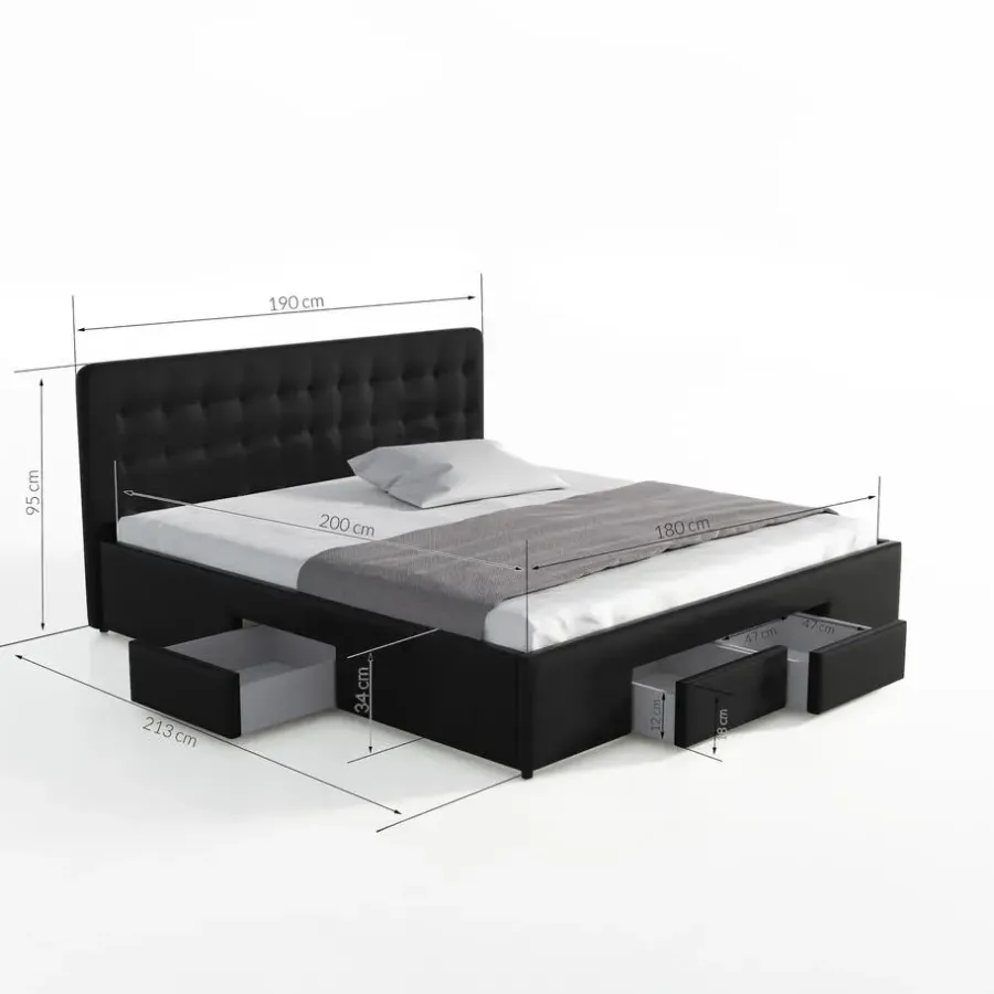 Meubella - Tweepersoonsbed Milo - Wit - 180x200 cm