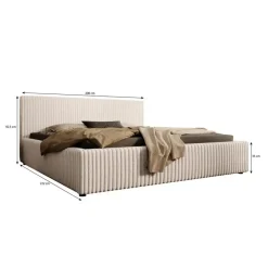 2-Persoons Bedden-Meubella - Tweepersoonsbed Infinity - Beige - Fluffy ribstof - 180x200 cm