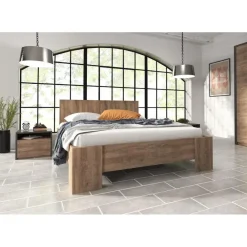 2-Persoons Bedden-Meubella - Tweepersoonsbed Monaco - Eiken - 160x200 cm