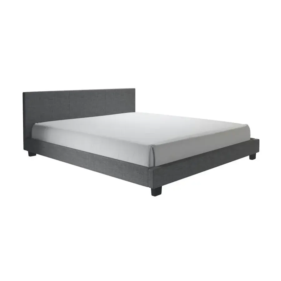 Meubella - Tweepersoonsbed George - Grijs - Stof - 140x200 cm