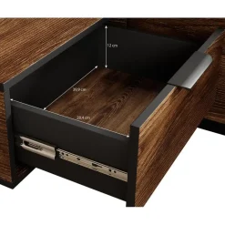 2-Persoons Bedden-Meubella - Tweepersoonsbed Mulvey - Eiken - Antraciet - 160x200 cm