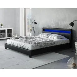 2-Persoons Bedden-Meubella - Tweepersoonsbed Paris - Zwart - 160x200 cm