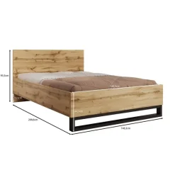 2-Persoons Bedden-Meubella - Tweepersoonsbed Harlow - Eiken - 140x200 cm