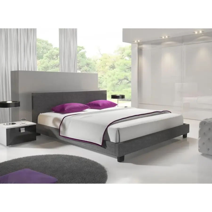 2-Persoons Bedden-Meubella - Tweepersoonsbed George - Grijs - Stof - 180x200 cm