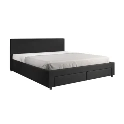 2-Persoons Bedden-Meubella - Tweepersoonsbed Suente - Zwart - 180x200 cm
