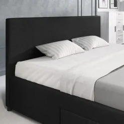 2-Persoons Bedden-Meubella - Tweepersoonsbed Suente - Zwart - 180x200 cm