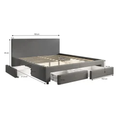 2-Persoons Bedden-Meubella - Tweepersoonsbed Suente - Zwart - 180x200 cm