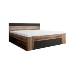 2-Persoons Bedden-Meubella - Tweepersoonsbed Brown - Zwart - Eiken - 180x200 cm