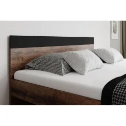 2-Persoons Bedden-Meubella - Tweepersoonsbed Brown - Zwart - Eiken - 180x200 cm