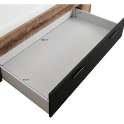 2-Persoons Bedden-Meubella - Tweepersoonsbed Brown - Zwart - Eiken - 180x200 cm