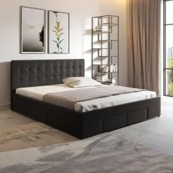 Meubella - Tweepersoonsbed Milo - Zwart - 180x200 cm