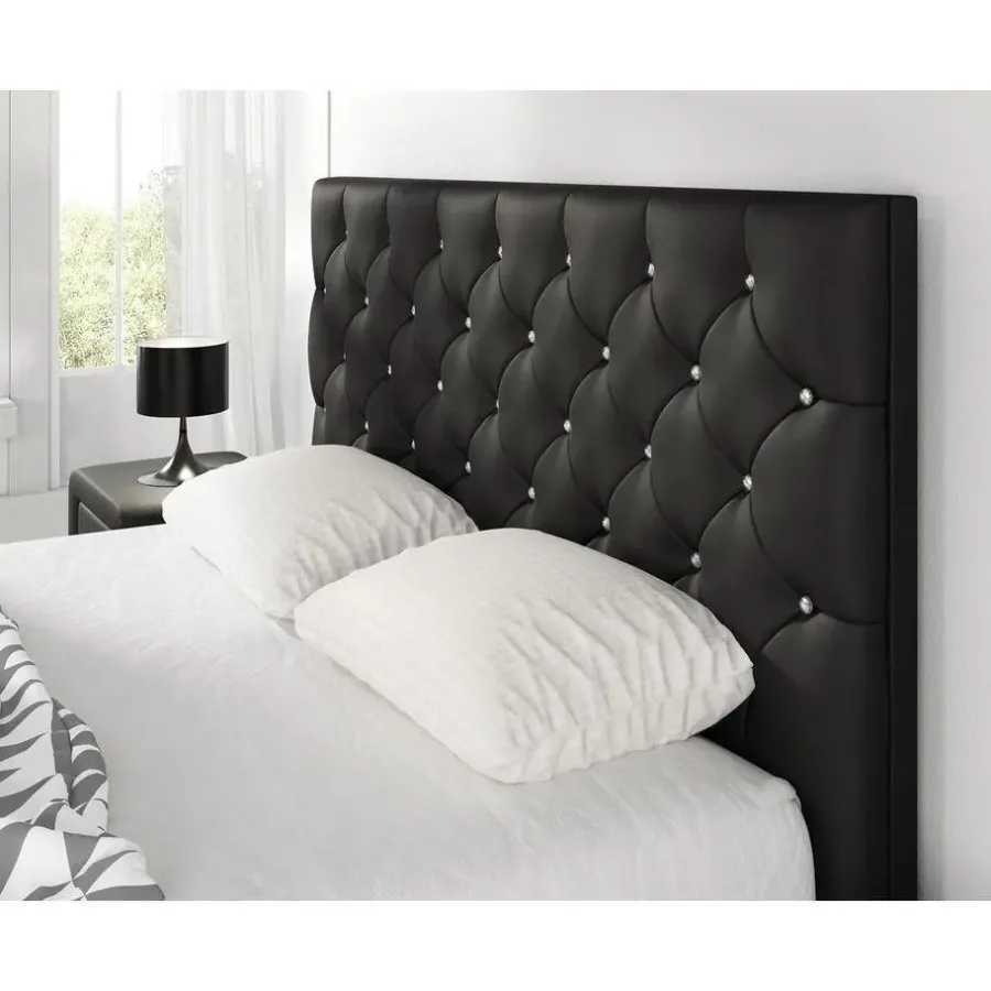 2-Persoons Bedden-Meubella - Tweepersoonsbed Aventura Diamond - Zwart - 140x200 cm