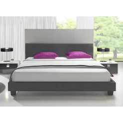 2-Persoons Bedden-Meubella - Tweepersoonsbed George - Grijs - Stof - 160x200 cm