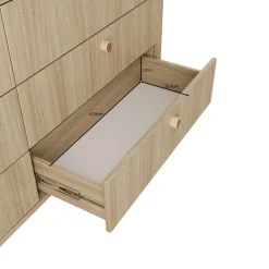 Meubella - Voorne - Ladekast met 6 lades - Eiken - 163x38x83 cm