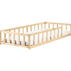 1-Persoons Bedden-Beliani MEYMAC - Kinderbed - Lichtbruin - 90 x 200 cm - Dennenhout