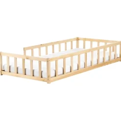 1-Persoons Bedden-Beliani MEYMAC - Kinderbed - Lichtbruin - 90 x 200 cm - Dennenhout