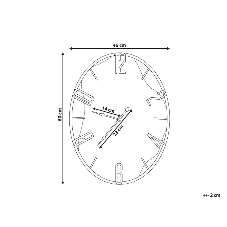 Beliani MEYNES - Wandklok - Lichthout/Zwart - Ijzer