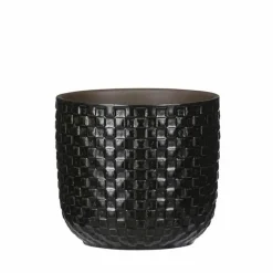 Mica Decorations - Plantenpot - Keramiek zwart - 12 x 11 cm