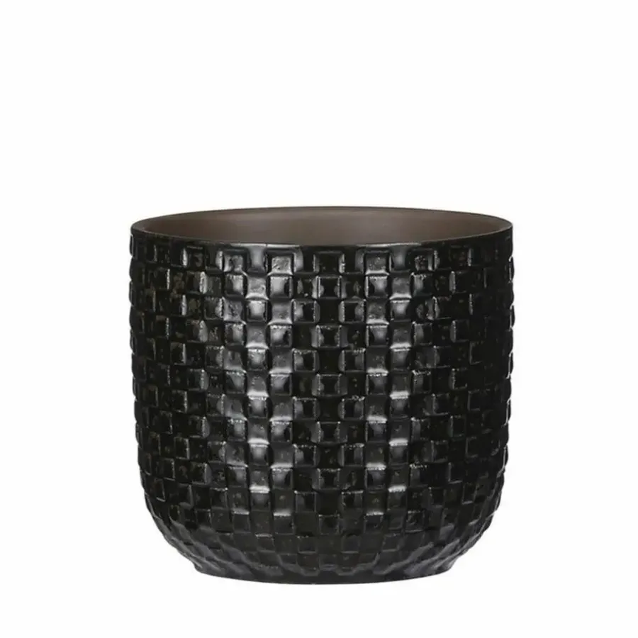 Mica Decorations - Plantenpot - Keramiek zwart - 12 x 11 cm