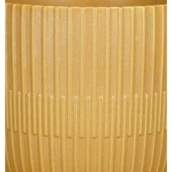Mica Decorations - Plantenpot - okergeel - stripes - D10 x H9 cm