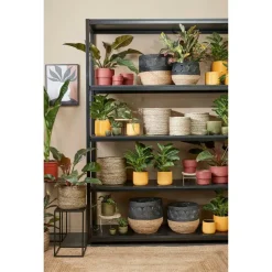 Mica Decorations - Plantenpot - groen - stripes - D11 x H9 cm