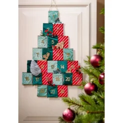 Kerstdecoratie-Mica Decorations Adventskalender - L72 x B1 x H51 cm - Groen, Rood