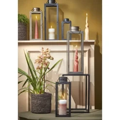 Kandelaars En Windlichten-Mica Decorations Arzilla Lantaarn - L13,5 x B13 x H34,5 cm - Zwart