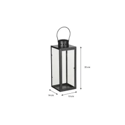 Kandelaars En Windlichten-Mica Decorations Arzilla Lantaarn - L13,5 x B13 x H34,5 cm - Zwart