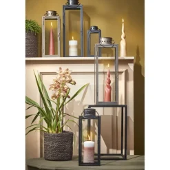 Kandelaars En Windlichten-Mica Decorations Arzilla Lantaarn - L13,5 x B13 x H34,5 cm - Zwart