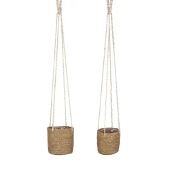 Opbergmanden-Mica Decorations Atlantic Plantenmand Set van 2 - Ø16 cm - Lichtbruin