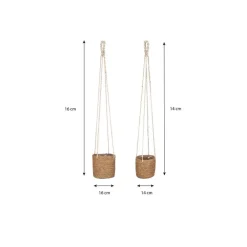 Opbergmanden-Mica Decorations Atlantic Plantenmand Set van 2 - Ø16 cm - Lichtbruin