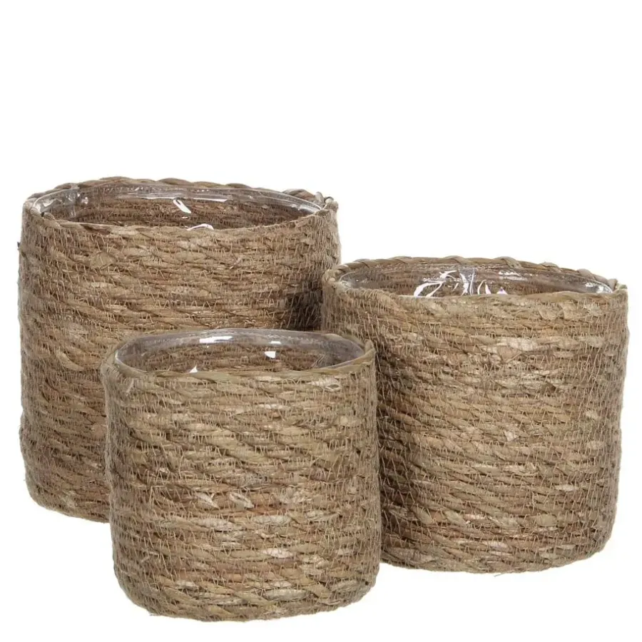 Bloempotten|Bloempotten Voor Binnen-Mica Decorations Atlantic Mand voor Planten Set van 3