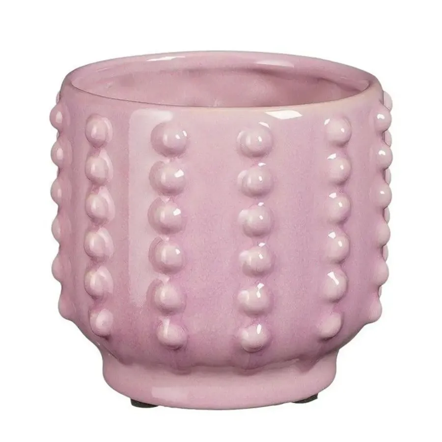 Mica Decorations Bloempot Boaz - gebobbeld - roze - 11 x 13 cm