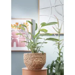 Mica Decorations Bloempot - rotan - naturel - jute - 24 x 26 cm