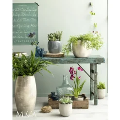 Mica Decorations Bloempot - grijs - keramiek - 20 x 18 cm