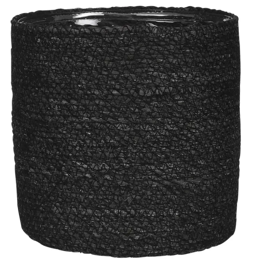 Bloempotten Voor Binnen-Mica Decorations Bloempot - rotan - zwart - jute - 20 x 20 cm