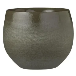 Mica Decorations Bloempot - donkergroen - keramiek - 16 x 13 cm