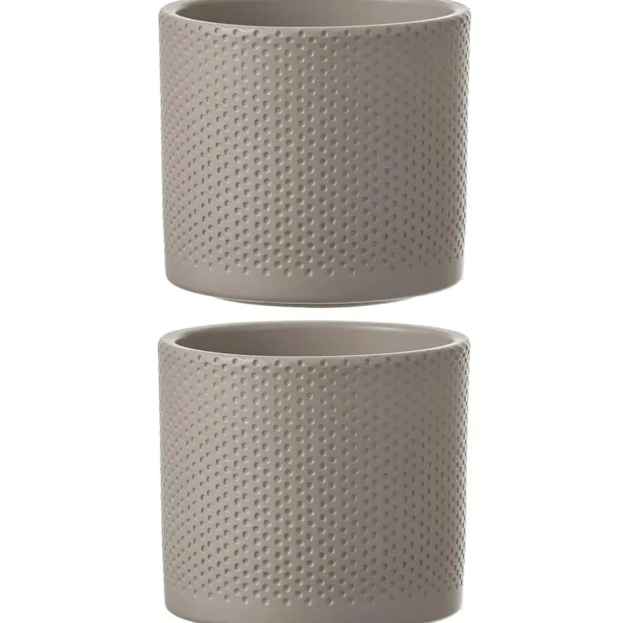 Mica Decorations Bloempot - taupe - keramiek - D13 x H12 cm