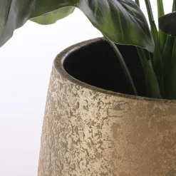 Mica Decorations Bloempot - goudkleurig - keramiek - 16 x 13 cm